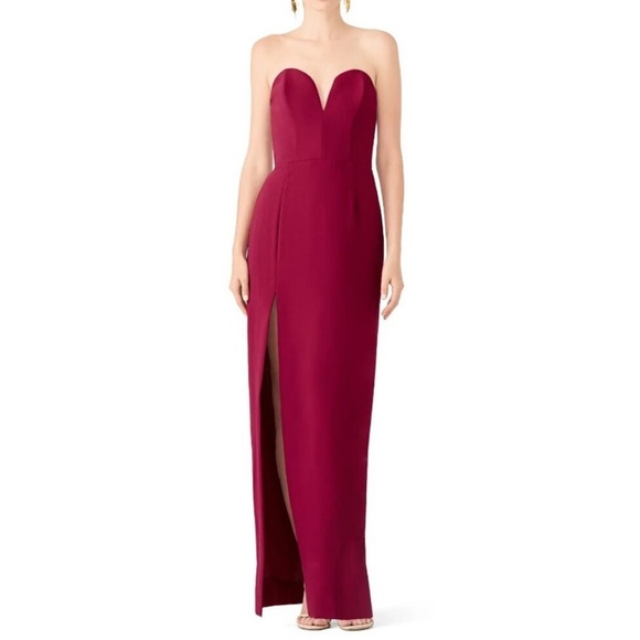 Amanda Uprichard Red Maroon Burgundy Formal Cocktail Maxi Strapless Dress Small - Picture 1 of 8